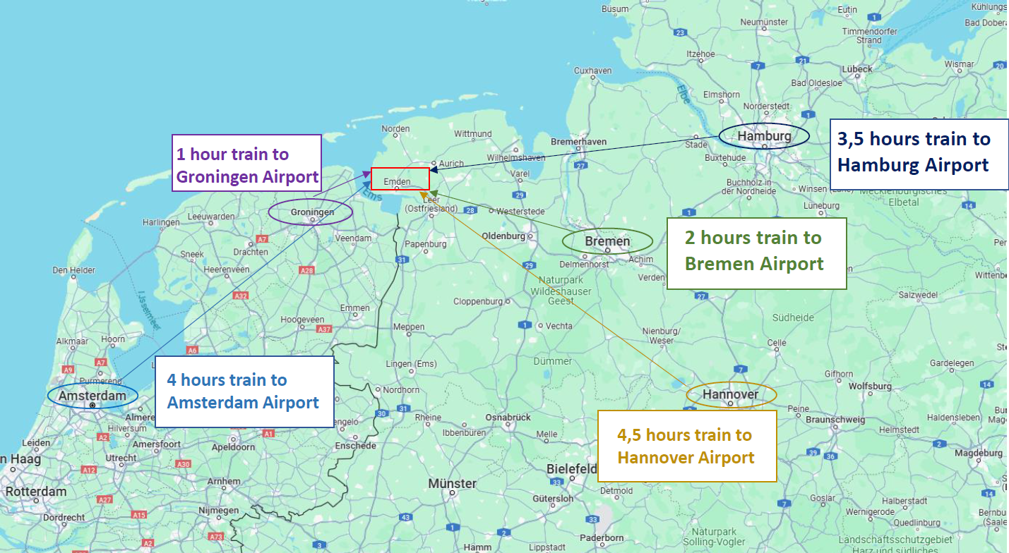 Closest airports to Emden